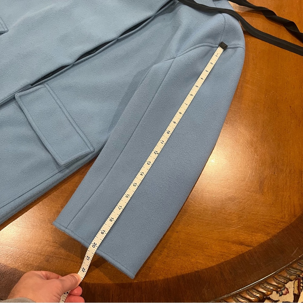 10 Crosby Derek Lam Sky Blue Cape Coat with Black Detail - Picture 13 of 16